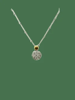 PENDENTIF FLEUR DIAMANTS OR BLANC