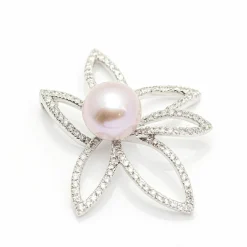 Pendentif fleur Or blanc Perle