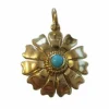 Pendentif fleur or jaune turquoise