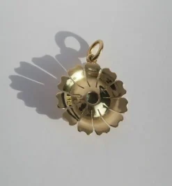 Pendentif fleur or jaune turquoise