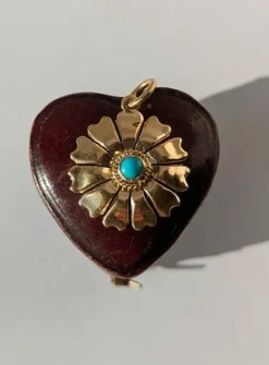 Pendentif fleur or jaune turquoise