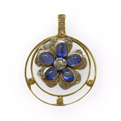 Pendentif fleur saphir et diamants