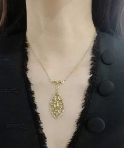 Pendentif floral Art Nouveau or et perles fines
