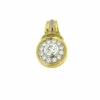 Pendentif français vintage en or jaune et blanc avec diamants de 1,25 carat certifié HRD