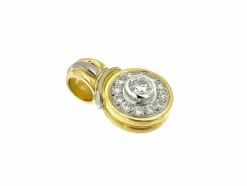 Pendentif français vintage en or jaune et blanc avec diamants de 1,25 carat certifié HRD