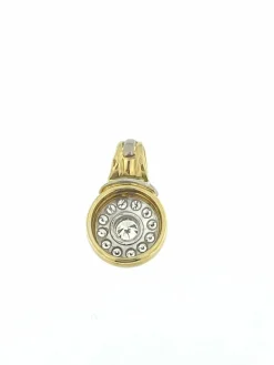 Pendentif français vintage en or jaune et blanc avec diamants de 1,25 carat certifié HRD
