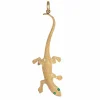 Pendentif Gecko en or jaune 14 carats avec breloque en forme de lézard et yeux émeraude