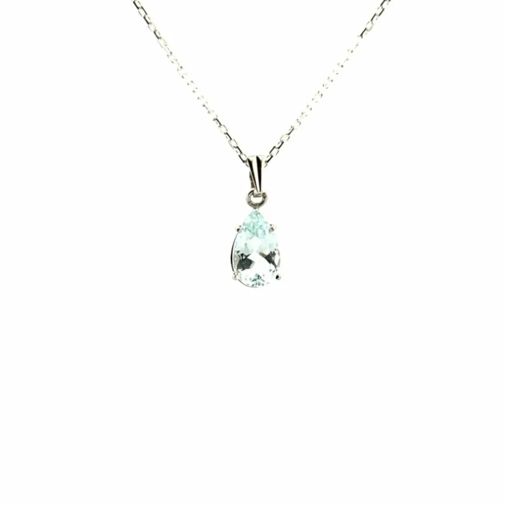 Pendentif Goutte or blanc quartz