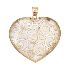 Pendentif Grand Coeur Or Jaune Nacre