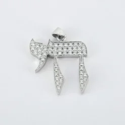 Pendentif HAI - LA VIE or blanc diamants