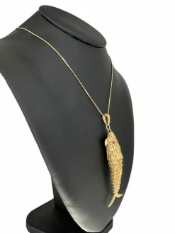 Pendentif italien fait main en or jaune avec rubis