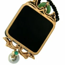 Pendentif Jade Emeraude Diamant Onyx Corail méditerranéen