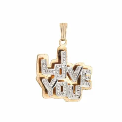 Pendentif Je T'Aime 3D Diamant Or Jaune