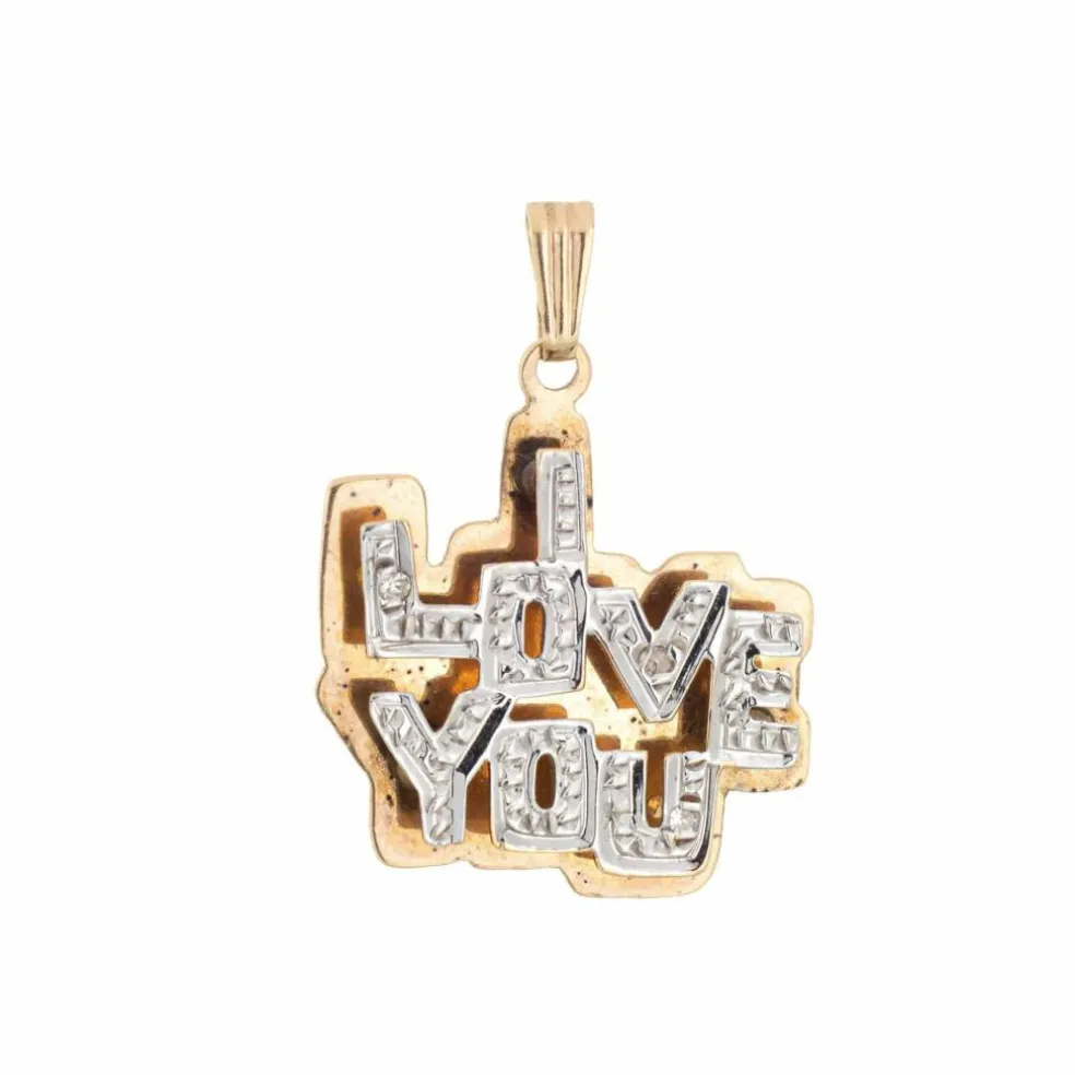 Pendentif Je T'Aime 3D Diamant Or Jaune