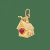 Pendentif maison vintage or jaune rubis
