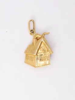 Pendentif maison vintage or jaune rubis