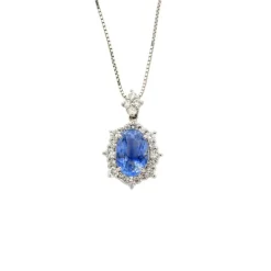 Pendentif marguerite « ondine » saphir et diamants