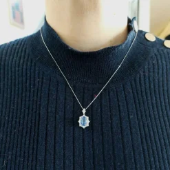 Pendentif marguerite « ondine » saphir et diamants