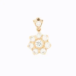 Pendentif marguerite en or jaune avec diamants, certifié HRD