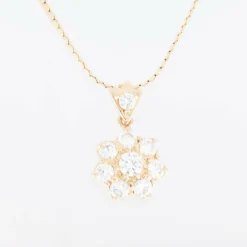 Pendentif marguerite en or jaune avec diamants, certifié HRD