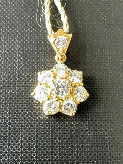 Pendentif marguerite en or jaune avec diamants, certifié HRD