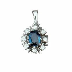 Pendentif marguerite or saphir diamants