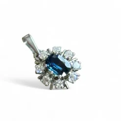Pendentif marguerite or saphir diamants
