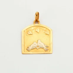 Pendentif médaille 2 colombes