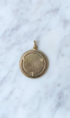 Pendentif médaille astrologique Verseau, or et émail