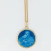 Pendentif médaille en or et émail bleu