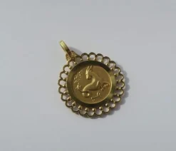 Pendentif médaille or jaune zodiaque Capricorne