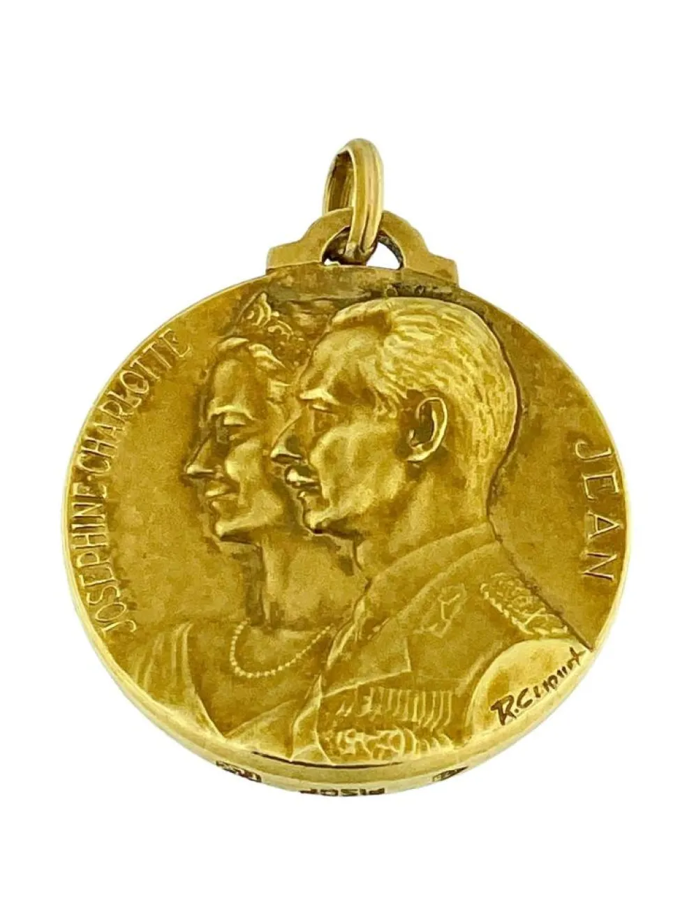Pendentif Médaille or jaune de René Cliquet Grands-Ducs et Grandes-Duchesses de Luxembourg