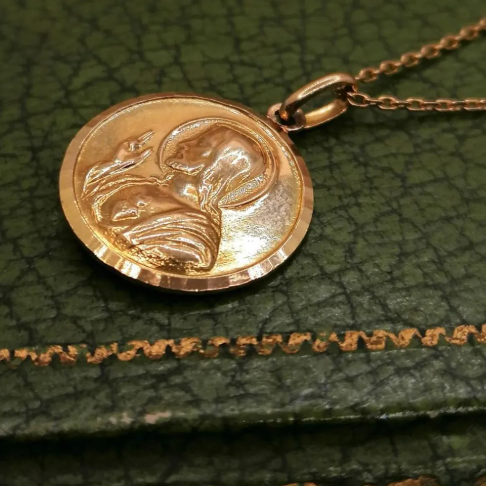 Pendentif médaille religieuse deux sens or jaune