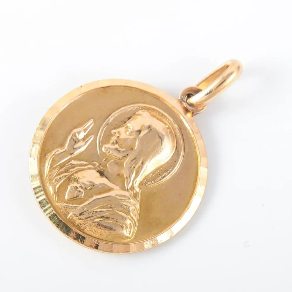 Pendentif médaille religieuse deux sens or jaune