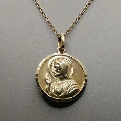Pendentif médaille religieuse deux sens or jaune