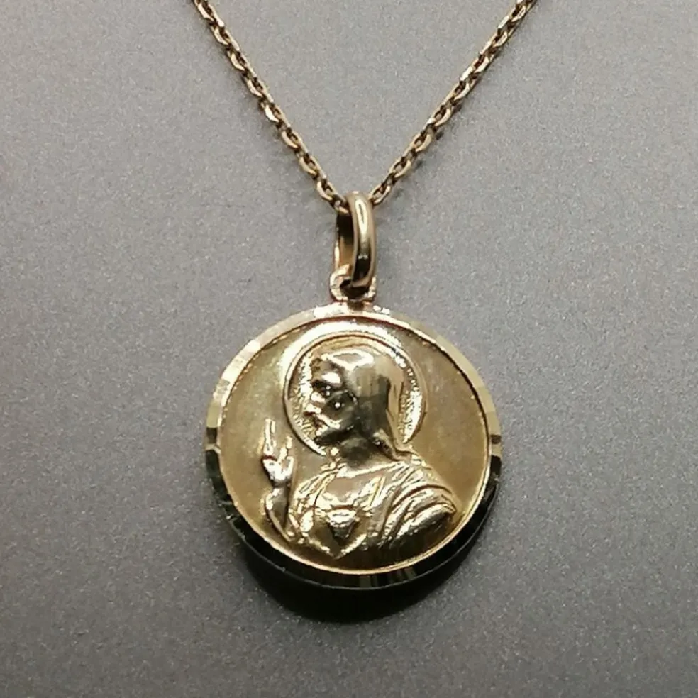 Pendentif médaille religieuse deux sens or jaune