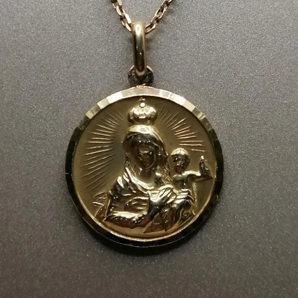 Pendentif médaille religieuse deux sens or jaune