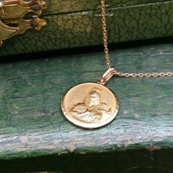 Pendentif médaille religieuse deux sens or jaune