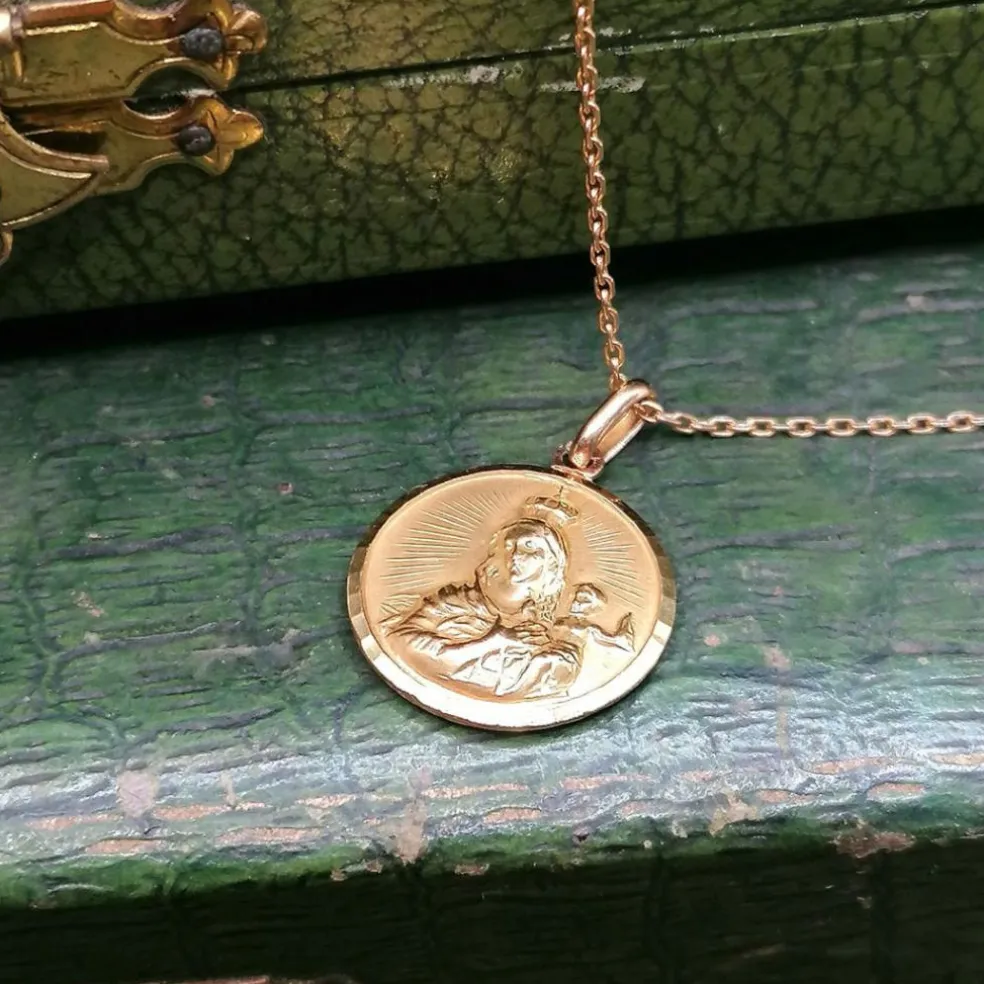Pendentif médaille religieuse deux sens or jaune