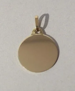 Pendentif médaille rond en or jaune à graver