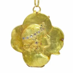 Pendentif médaillon porte-bonheur en or vintage