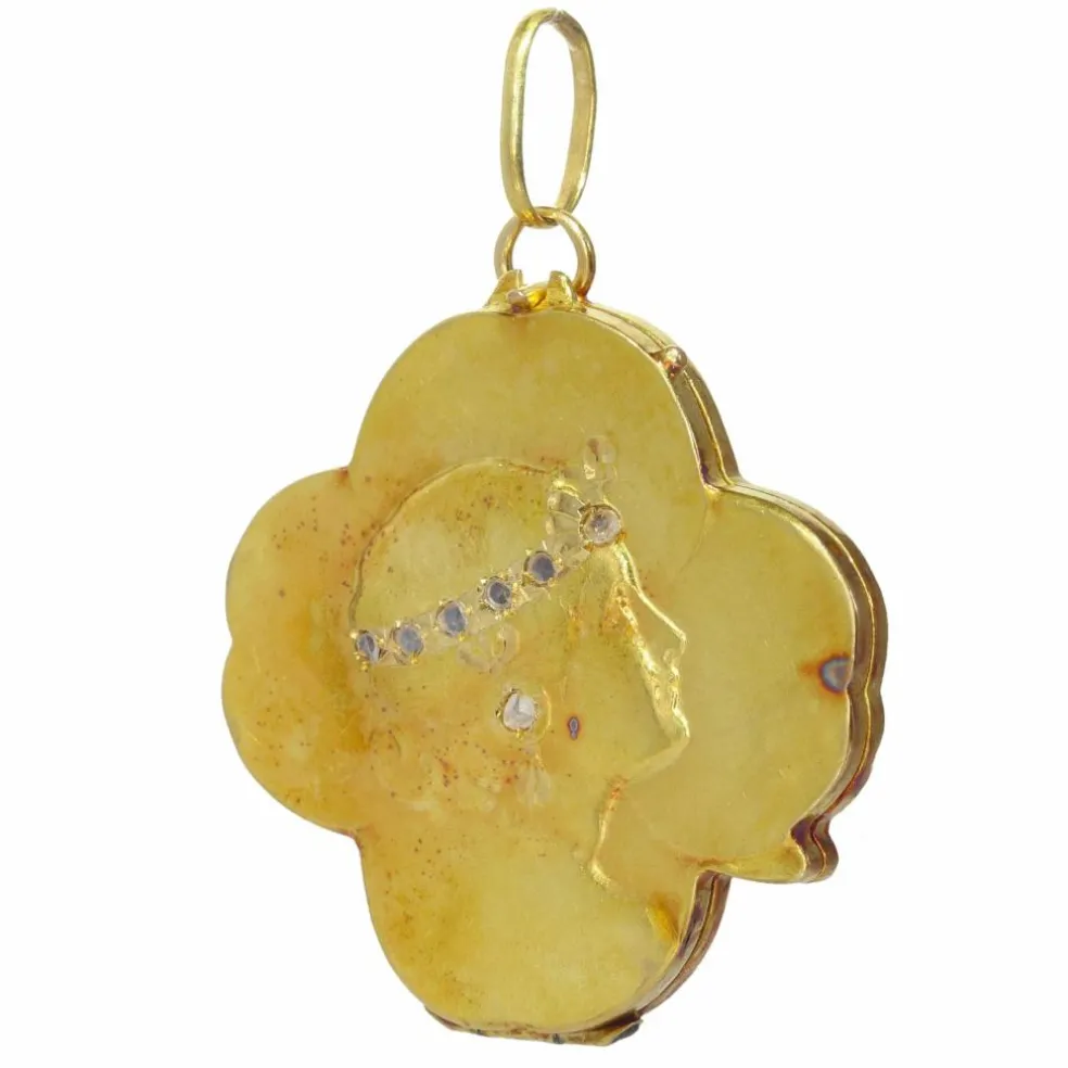 Pendentif médaillon porte-bonheur en or vintage