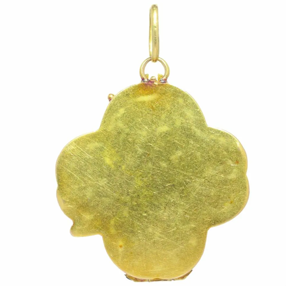 Pendentif médaillon porte-bonheur en or vintage