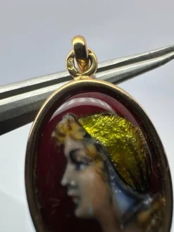 Pendentif Médaillon Vintage Email de Limoges