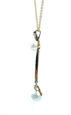 Pendentif 19ème, or, perles fines et diamants