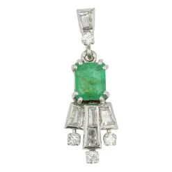 Pendentif émeraude diamants vintage