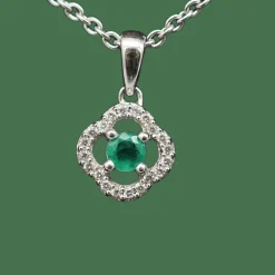 pendentif émeraude or blanc diamant