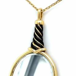 PENDENTIF MIROIR TORSADE OR JAUNE