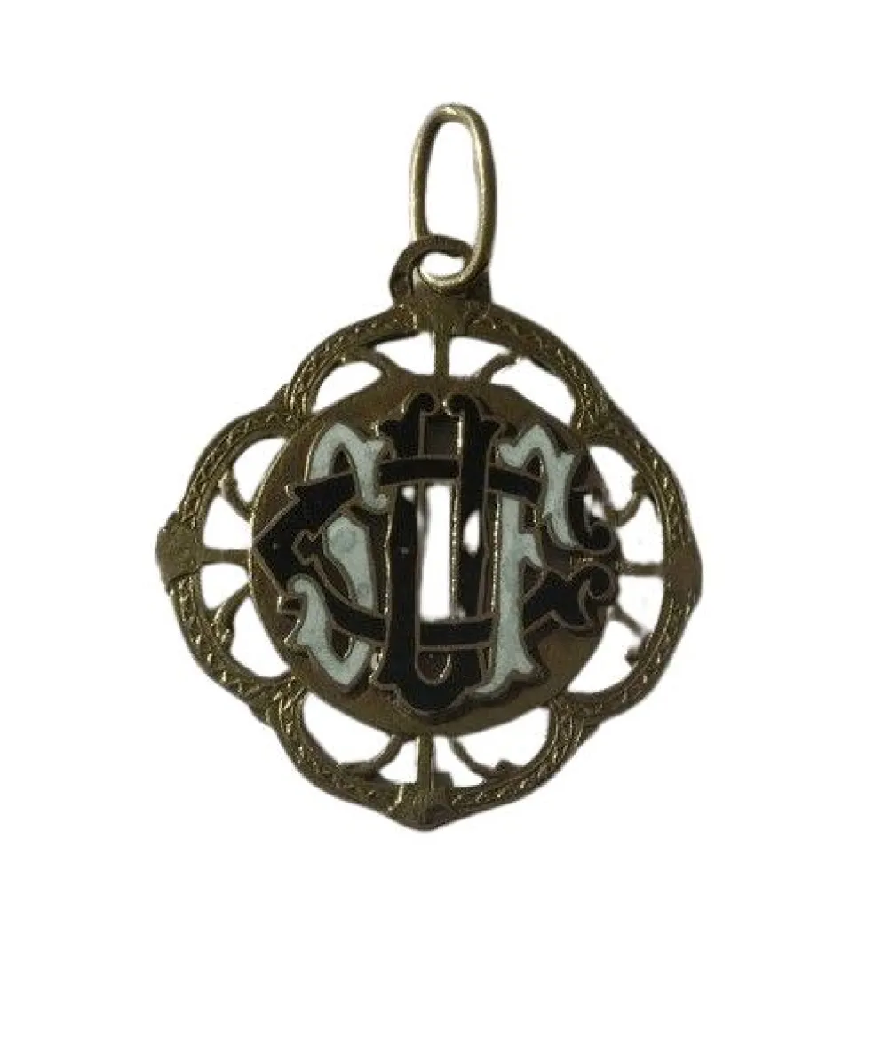 Pendentif monogramme ajouré émail or