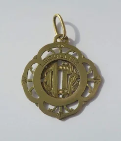 Pendentif monogramme ajouré émail or